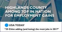 Highlands County Among Top in the Nation for Employment Gains as Featured in USA TODAY